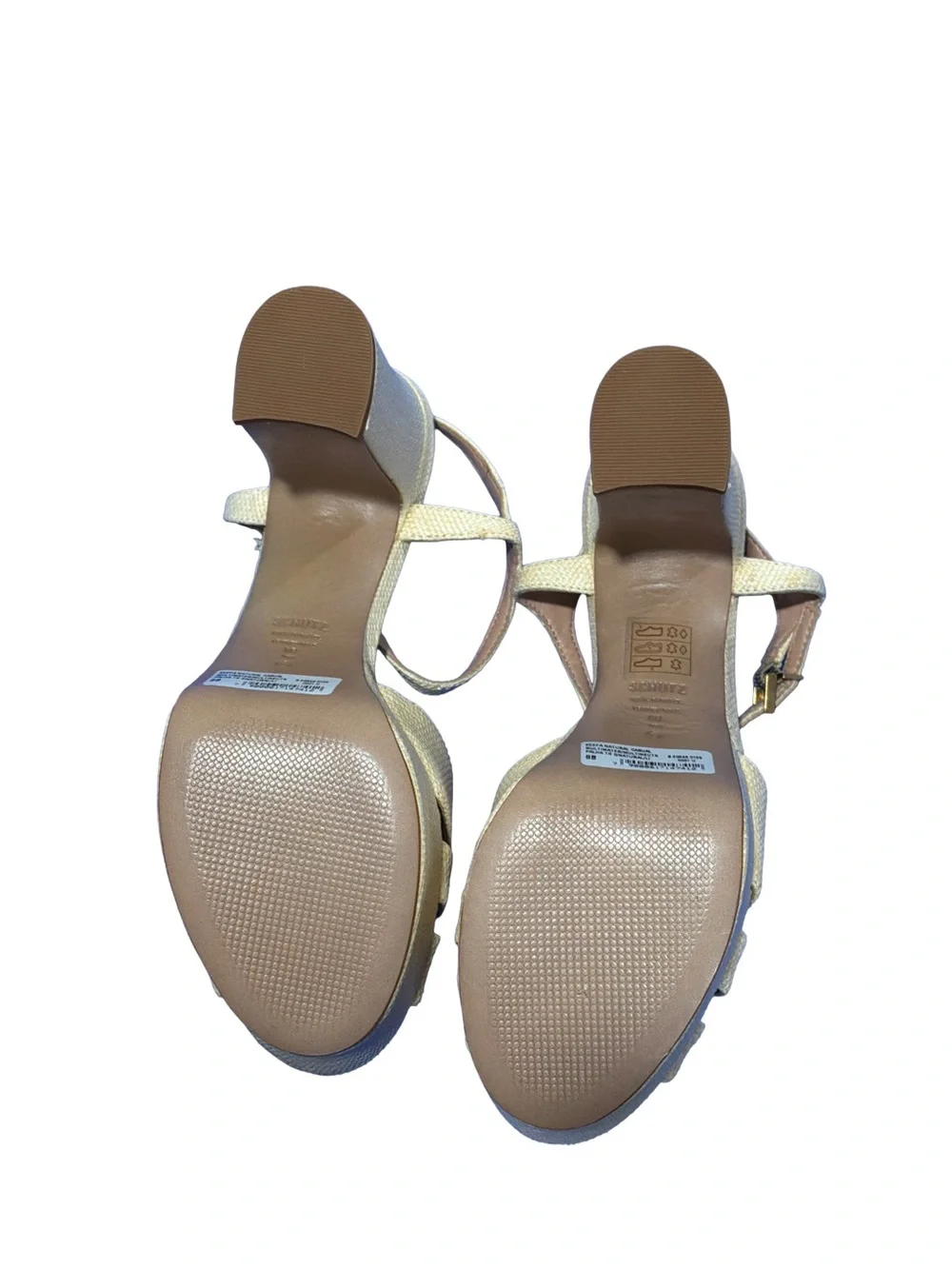 SCHUTZ KEEFA Natural Block Heel Platform Sandal with Ankle Strap, Size 8 NWT